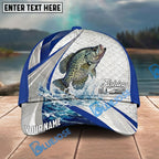 BlueJose Fishing White Scale Pattern Personalized Name Classic 3D Cap Personalized Cap (13 Breeds)
