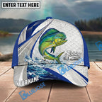 BlueJose Fishing White Scale Pattern Personalized Name Classic 3D Cap Personalized Cap (13 Breeds)