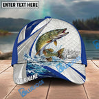 BlueJose Fishing White Scale Pattern Personalized Name Classic 3D Cap Personalized Cap (13 Breeds)
