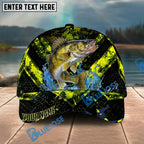 BlueJose Fishing Neon Splash Personalized Name Classic 3D Cap Personalized Cap (13 Breeds)