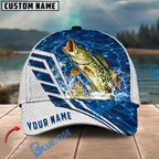 BlueJose Fishing Blue Lake Angler Style Personalized Name Classic 3D Cap Personalized Cap (13 Breeds)
