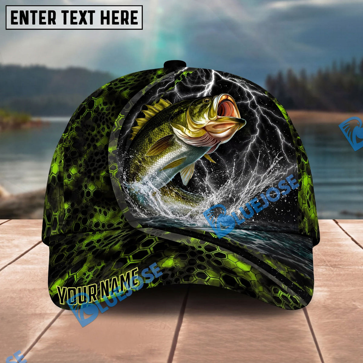 BlueJose Fishing Thunder Strike Personalized Name Classic 3D Cap Personalized Cap (13 Breeds)