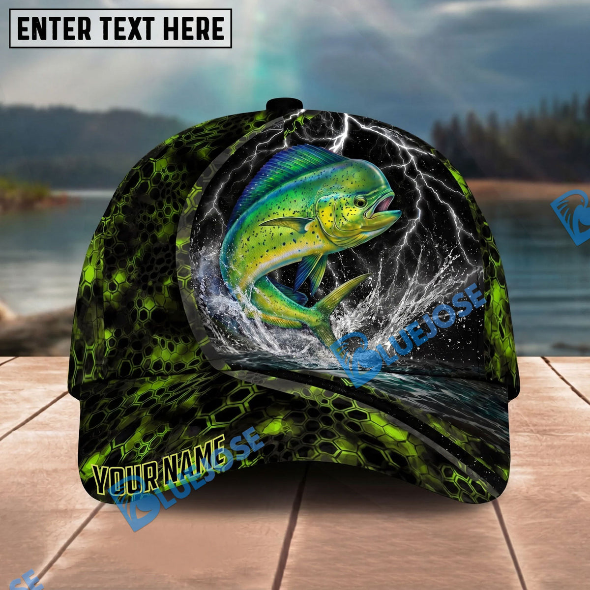 BlueJose Fishing Thunder Strike Personalized Name Classic 3D Cap Personalized Cap (13 Breeds)