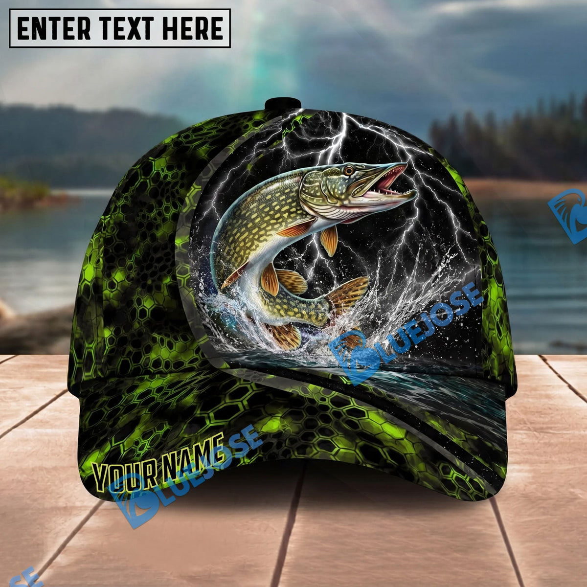 BlueJose Fishing Thunder Strike Personalized Name Classic 3D Cap Personalized Cap (13 Breeds)