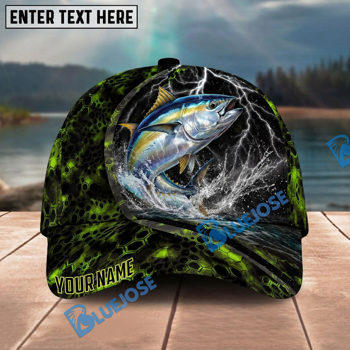 BlueJose Fishing Thunder Strike Personalized Name Classic 3D Cap Personalized Cap (13 Breeds)