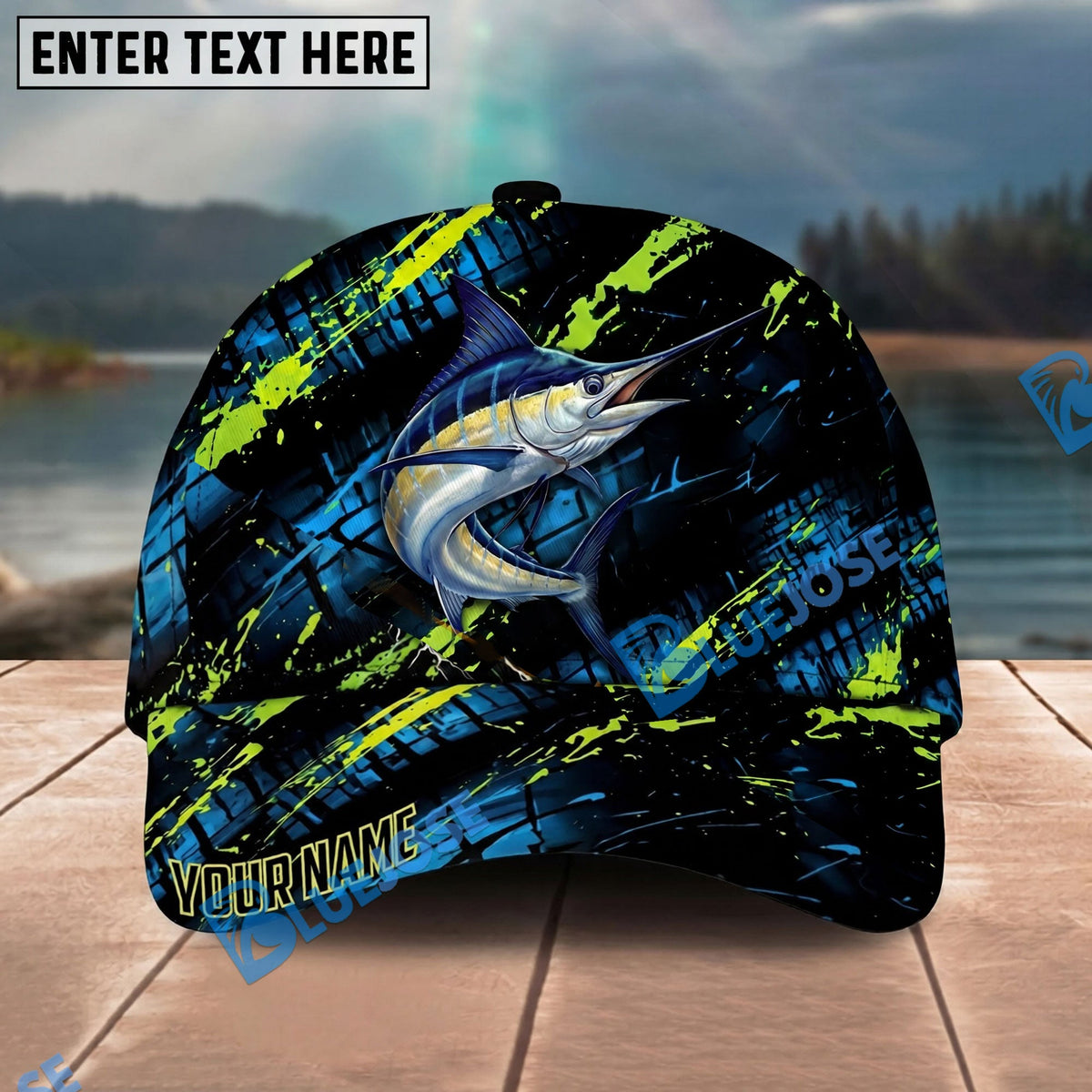 BlueJose Fishing Neon Splash Angler Hat Personalized Name Classic 3D Cap Personalized Cap (13 Breeds)