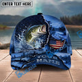 BlueJose Fishing Fishing Midnight Bass Hunter Hooked on Nature Personalized Name Classic 3D Cap Personalized Cap (13 Breeds)