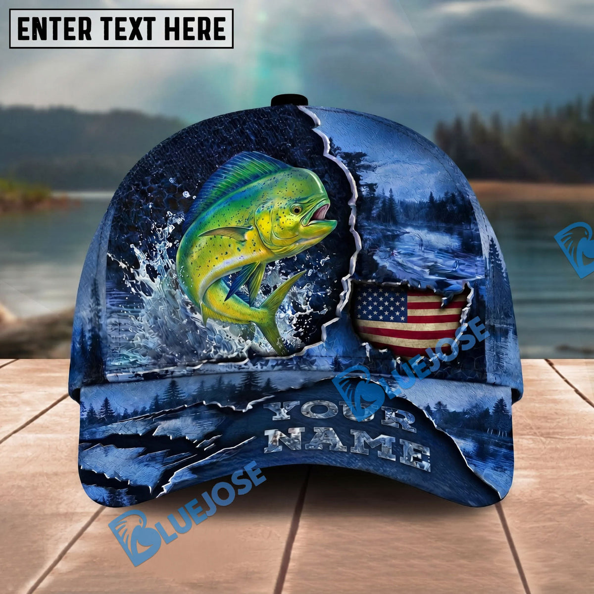 BlueJose Fishing Fishing Midnight Bass Hunter Hooked on Nature Personalized Name Classic 3D Cap Personalized Cap (13 Breeds)