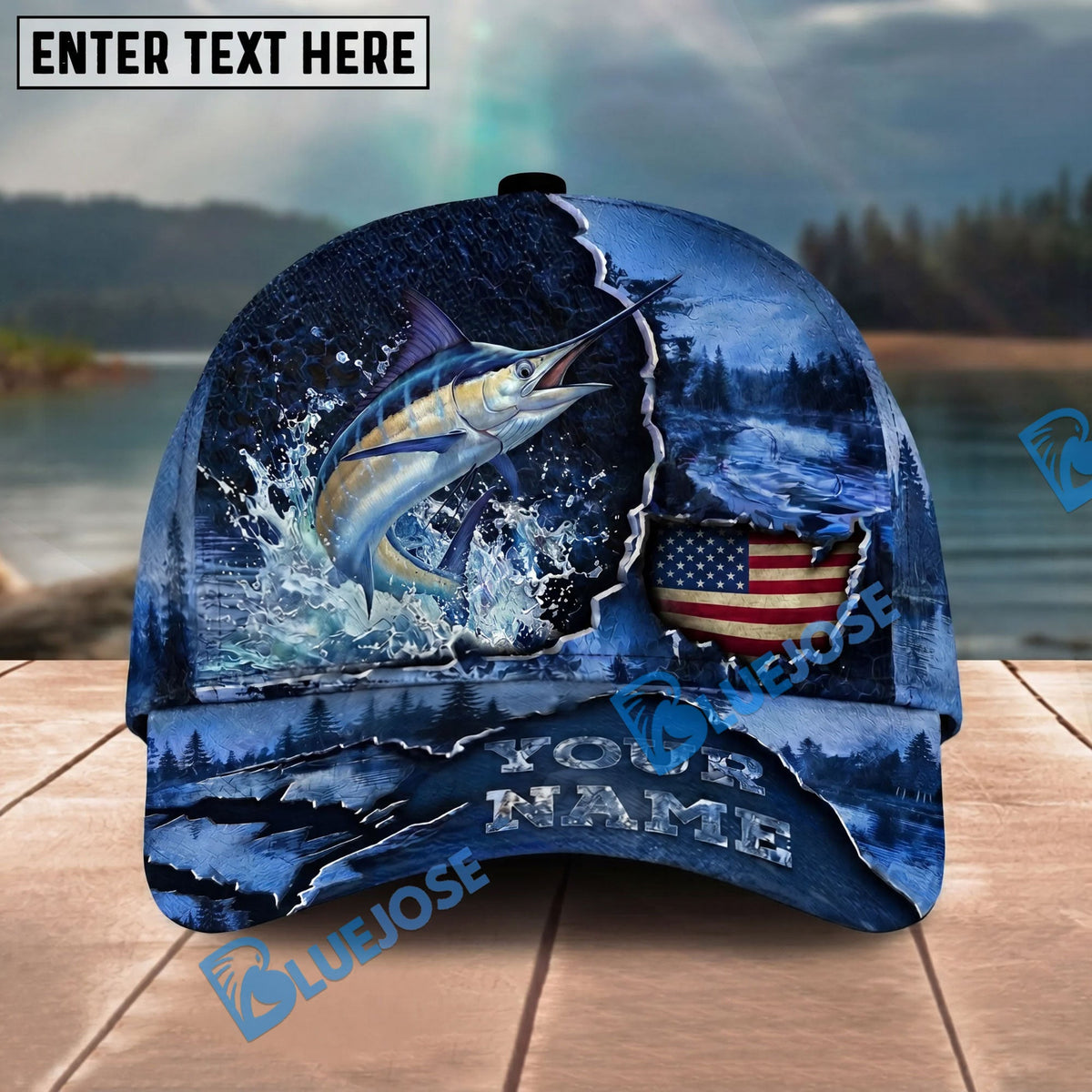 BlueJose Fishing Fishing Midnight Bass Hunter Hooked on Nature Personalized Name Classic 3D Cap Personalized Cap (13 Breeds)