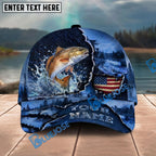 BlueJose Fishing Fishing Midnight Bass Hunter Hooked on Nature Personalized Name Classic 3D Cap Personalized Cap (13 Breeds)