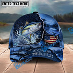 BlueJose Fishing Fishing Midnight Bass Hunter Hooked on Nature Personalized Name Classic 3D Cap Personalized Cap (13 Breeds)