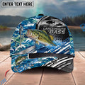 BlueJose Fishing Blue Camouflage Fishing Boat Metal Pattern Personalized Name Classic 3D Cap Personalized Cap (13 Breeds)