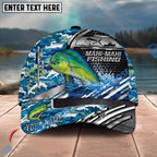 BlueJose Fishing Blue Camouflage Fishing Boat Metal Pattern Personalized Name Classic 3D Cap Personalized Cap (13 Breeds)
