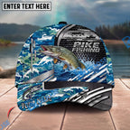 BlueJose Fishing Blue Camouflage Fishing Boat Metal Pattern Personalized Name Classic 3D Cap Personalized Cap (13 Breeds)