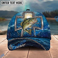 BlueJose Fishing Ocean Metal Cross Christian Personalized Name Classic 3D Cap Personalized Cap (13 Breeds)