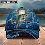 BlueJose Fishing Ocean Metal Cross Christian Personalized Name Classic 3D Cap Personalized Cap (13 Breeds)