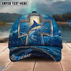 BlueJose Fishing Ocean Metal Cross Christian Personalized Name Classic 3D Cap Personalized Cap (13 Breeds)