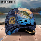 BlueJose Fishing Sunset Ocean Navy Camouflage Personalized Name Classic 3D Cap Personalized Cap (13 Breeds)