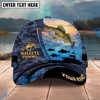 BlueJose Fishing Sunset Ocean Navy Camouflage Personalized Name Classic 3D Cap Personalized Cap (13 Breeds)