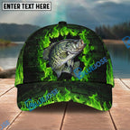 BlueJose Fishing Green Flame Brick Wall Personalized Name Classic 3D Cap Personalized Cap (13 Breeds)