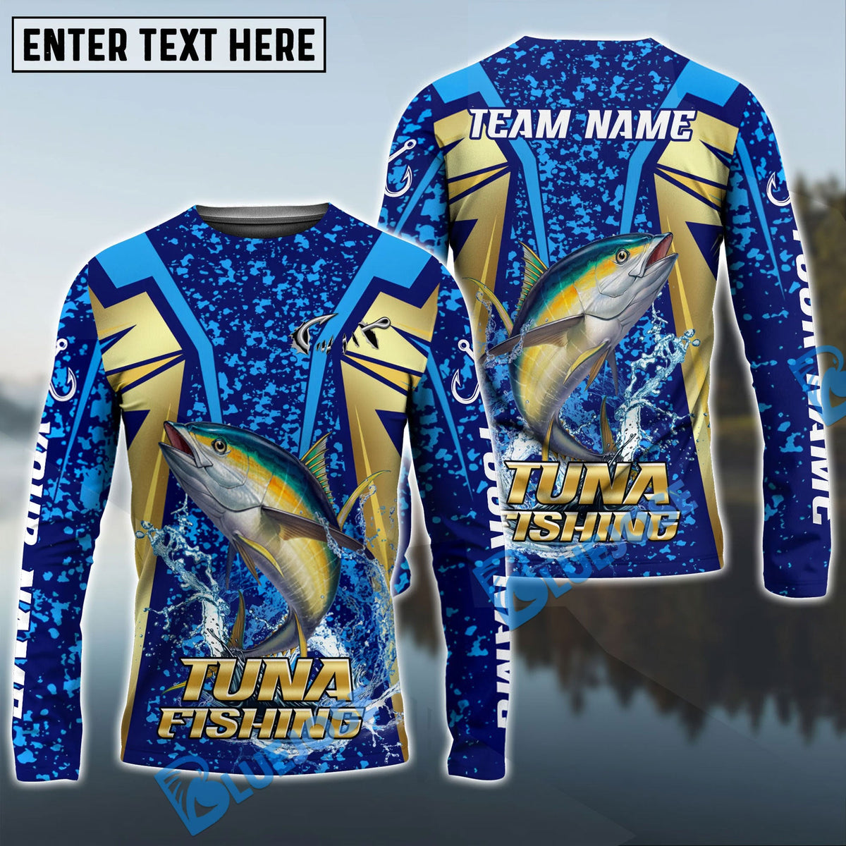 BlueJose Tuna Fishing Blue Gold Tournament Custom Name & Team Name 3D Shirts