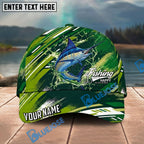 BlueJose Fishing Green Splash Strike Personalized Name Classic 3D Cap Personalized Cap (13 Breeds)
