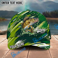 BlueJose Fishing Green Splash Strike Personalized Name Classic 3D Cap Personalized Cap (13 Breeds)