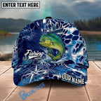 BlueJose Fishing Blue Ship Compass Personalized Name Classic 3D Cap Personalized Cap (13 Breeds)