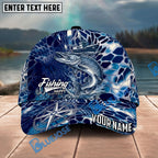 BlueJose Fishing Blue Ship Compass Personalized Name Classic 3D Cap Personalized Cap (13 Breeds)