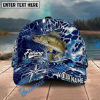 BlueJose Fishing Blue Ship Compass Personalized Name Classic 3D Cap Personalized Cap (13 Breeds)