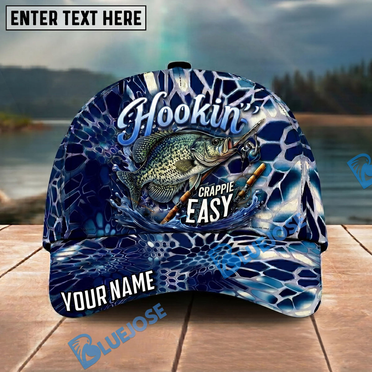 BlueJose Fishing Hookin Adventure Blue Not Easy Personalized Name Classic 3D Cap Personalized Cap (13 Breeds)