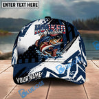 BlueJose Fishing Patriotic Hooked On Freedom Graphic Personalized Name Classic 3D Cap Personalized Cap (13 Breeds)