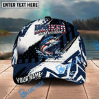 BlueJose Fishing Patriotic Hooked On Freedom Graphic Personalized Name Classic 3D Cap Personalized Cap (13 Breeds)