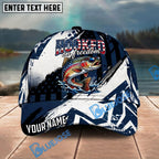 BlueJose Fishing Patriotic Hooked On Freedom Graphic Personalized Name Classic 3D Cap Personalized Cap (13 Breeds)