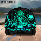 BlueJose  Fishing Reaper Neon Skull  Personalized Cap (8 Colors)