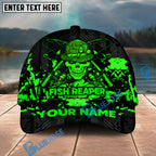 BlueJose  Fishing Reaper Neon Skull  Personalized Cap (8 Colors)