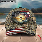 BlueJose Fishing American Flag Sunrise Farm Scene Camo Custom Name 3D Cap (12 Breeds)