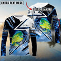 BlueJose Mahi-Mahi Fishing Splash Blue Water Hook Scratch Sport Custom Name & Team Name 3D Shirts