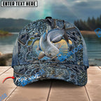 BlueJose Fishing Ripped Denim Fish Fkin Style Personalized Name Classic 3D Cap Personalized Cap (13 Breeds)