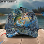 BlueJose Fishing Ripped Denim Fish Fkin Style Personalized Name Classic 3D Cap Personalized Cap (13 Breeds)