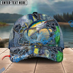 BlueJose Fishing Ripped Denim Fish Fkin Style Personalized Name Classic 3D Cap Personalized Cap (13 Breeds)