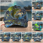 BlueJose Fishing Ripped Denim Fish Fkin Style Personalized Name Classic 3D Cap Personalized Cap (13 Breeds)