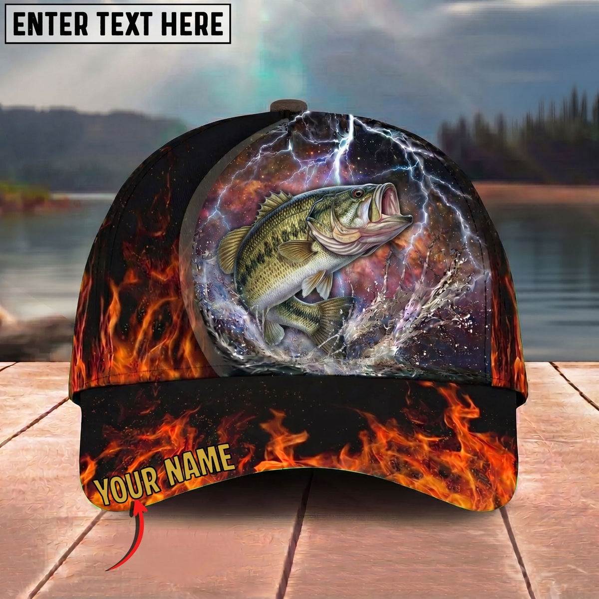 BlueJose Fishing Lightning Fire Thunder Personalized Cap (13 Breeds)