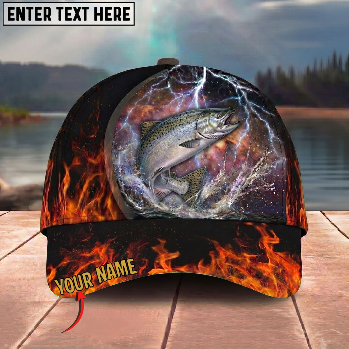 BlueJose Fishing Lightning Fire Thunder Personalized Cap (13 Breeds)