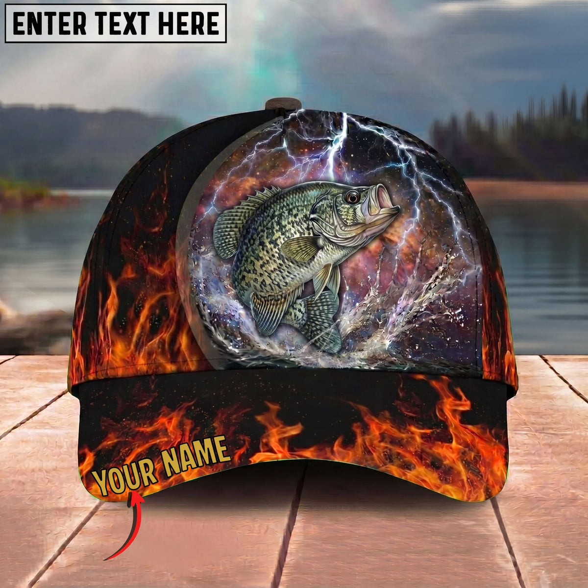 BlueJose Fishing Lightning Fire Thunder Personalized Cap (13 Breeds)