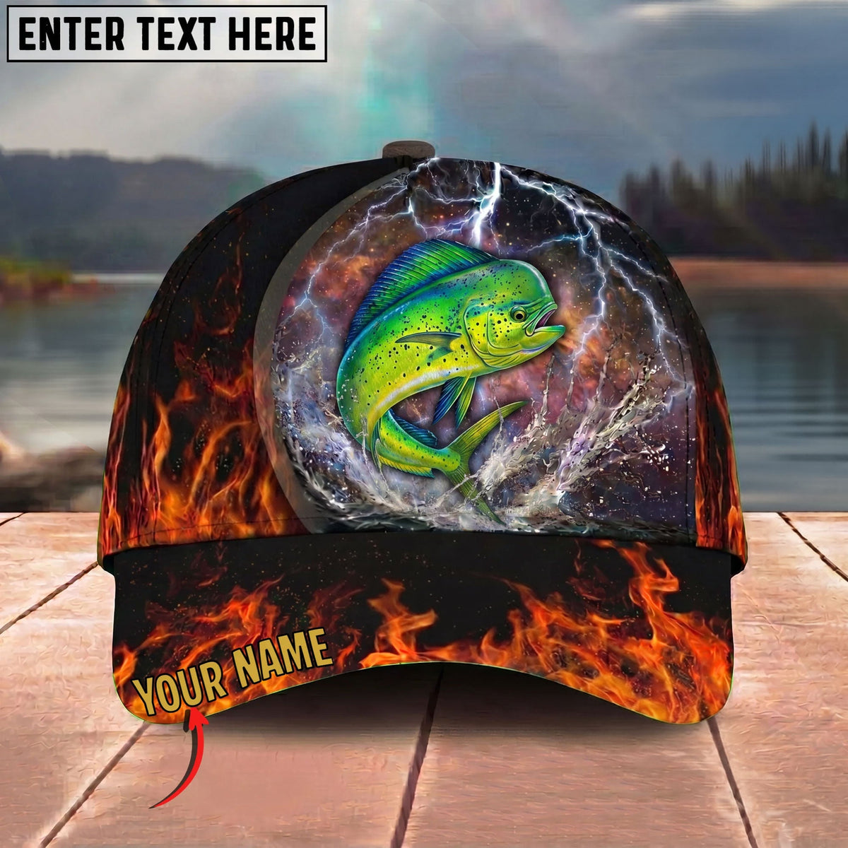 BlueJose Fishing Lightning Fire Thunder Personalized Cap (13 Breeds)