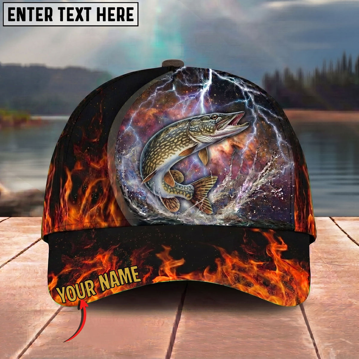 BlueJose Fishing Lightning Fire Thunder Personalized Cap (13 Breeds)