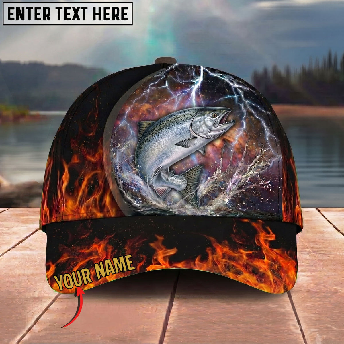 BlueJose Fishing Lightning Fire Thunder Personalized Cap (13 Breeds)