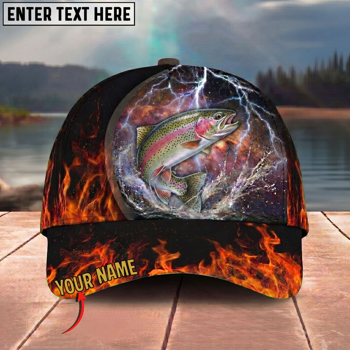 BlueJose Fishing Lightning Fire Thunder Personalized Cap (13 Breeds)