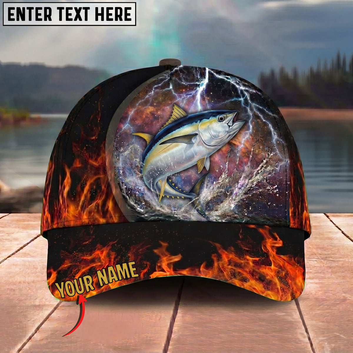 BlueJose Fishing Lightning Fire Thunder Personalized Cap (13 Breeds)